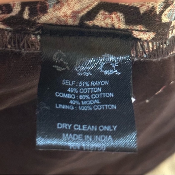 Sea Amaki Border Print Tunic Dress Macrame Puff Sleeve Ruffle Hem Womens Size XS - Picture 7 of 9